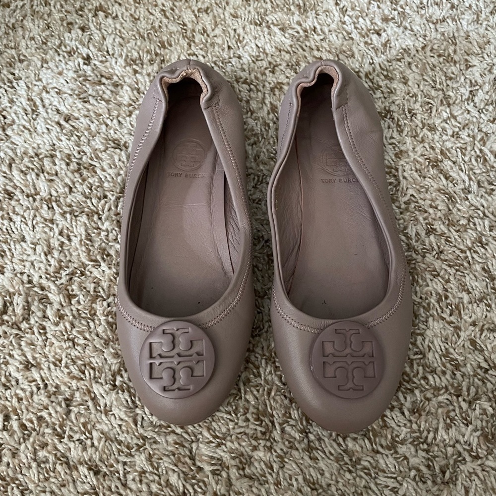 Tory Burch Minnie Travel Ballet Flat Grey/Purple Size 37 US 6.5
